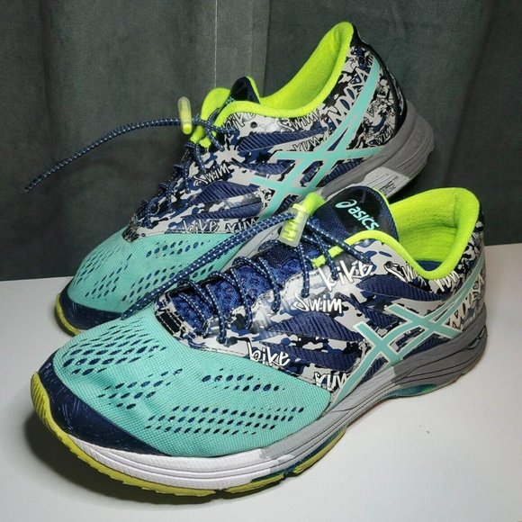 ASICS Gel-Noosa Tri 10 T530N Indigo Blue Aqua Mint Running Shoes Mens 7 - Picture 2 of 9
